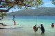 Thailand: Ko Tarutao Marine National Park, students on a field trip enjoy a break on Ko Rawi